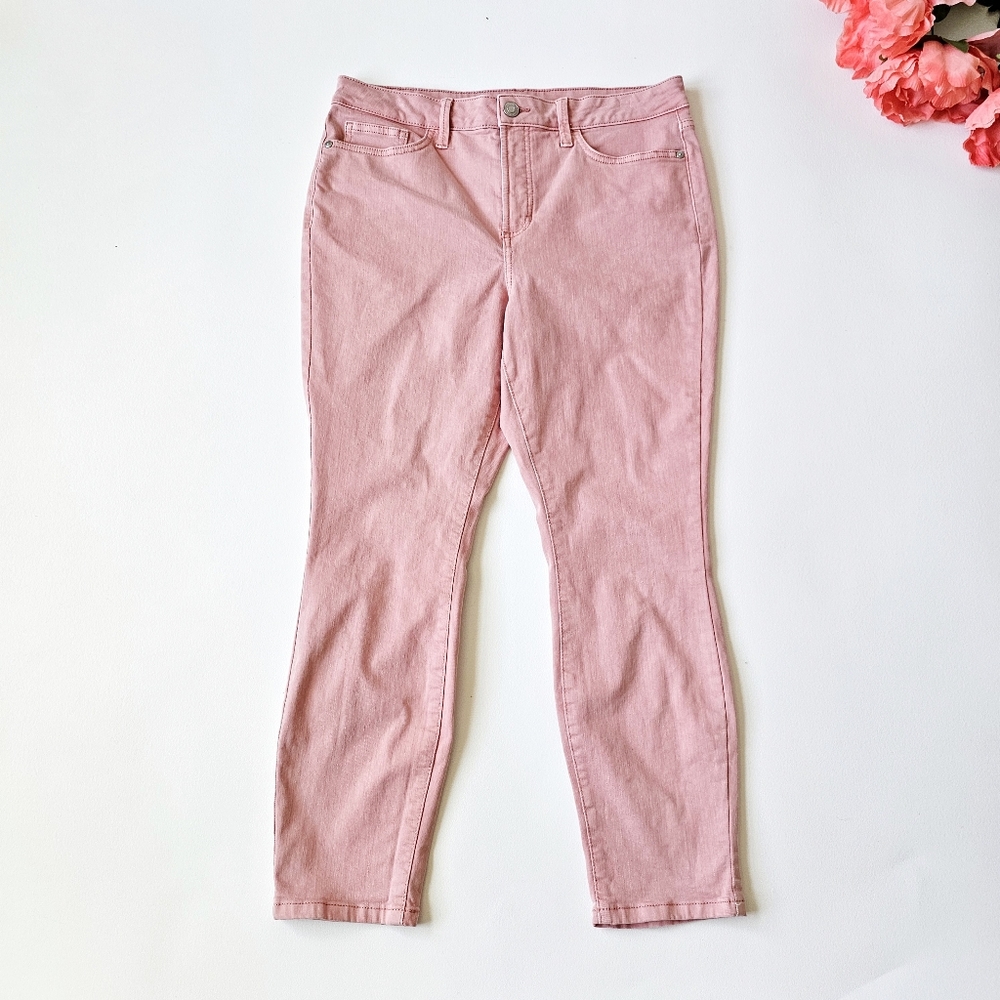 LC Lauren Conrad High Rise Skinny Ankle Jeans Pink Blush Size 12 Stretch